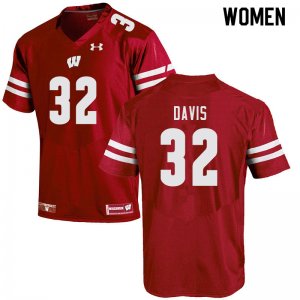 Women's Wisconsin Badgers NCAA #32 Julius Davis Red Authentic Under Armour Stitched College Football Jersey QR31C58BZ